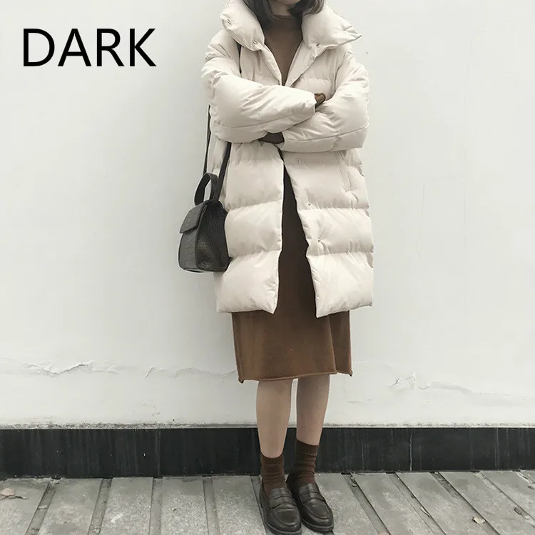 [DARK] Зима 2020 новый стиль воротник стойка средней длины вниз хлопок Женский хлеб