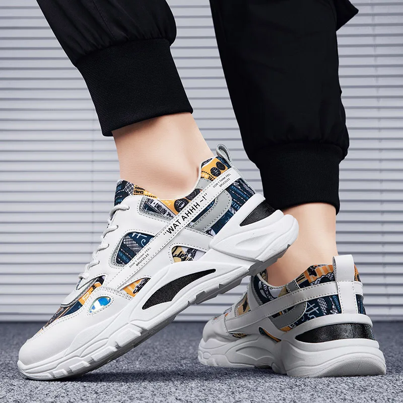 

2021 Men's Shoes Light Non-slip Platform Running Shoes Lace-up Sneakers New Comfortable Joker Simple Outdoor Personality