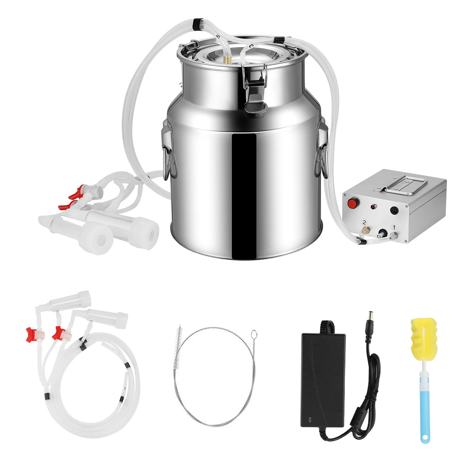 14L Electric Milking Machine Stainless Steel Bucket Farm Pasture Cows Goats Stainless Steel Bucket Cow Goat Sheep Milker EUUS