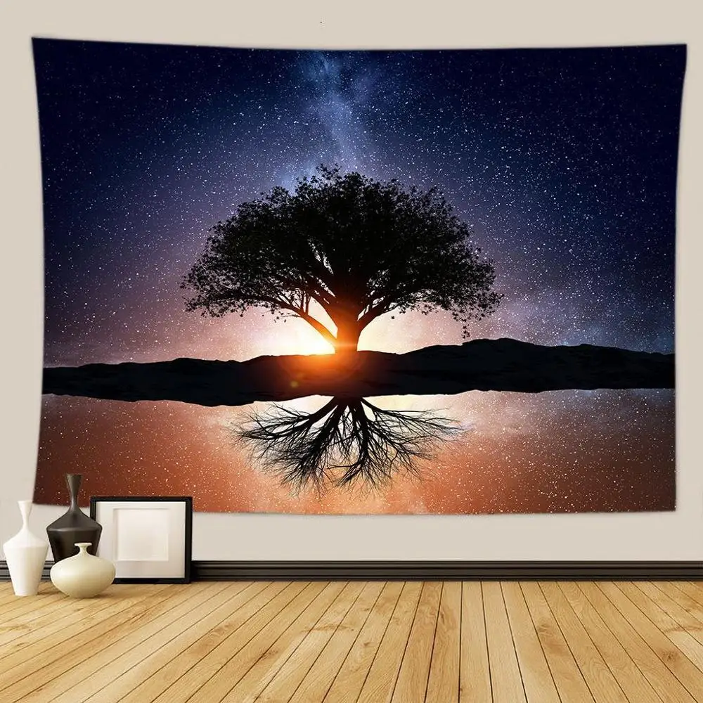 Красивый большой настенный гобелен с рисунком природного леса богемный цветок в