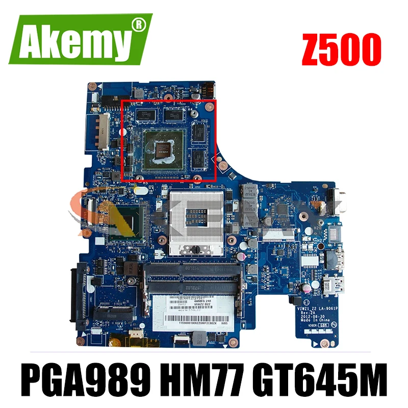 

Akemy для Lenovo Z500 Материнская плата ноутбука VIWZ1 Z2 LA-9061P PGA989 HM77 GPU GT645M DDR3 100% тесты работы