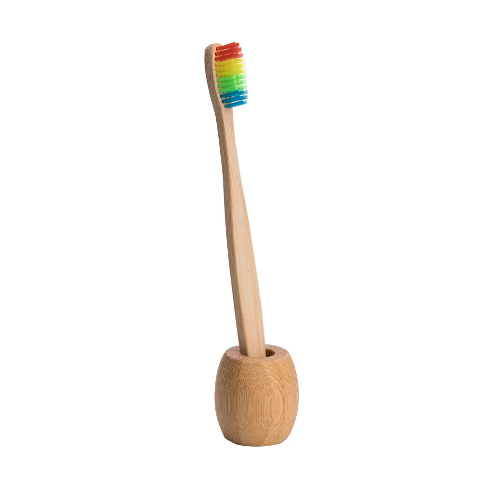 rainbow set 2 шт. натуральный бамбук мягкая щетина деревянная основа Портативный уход за полостью рта наборы Держатель для зубных щеток - Цвет: rainbow set