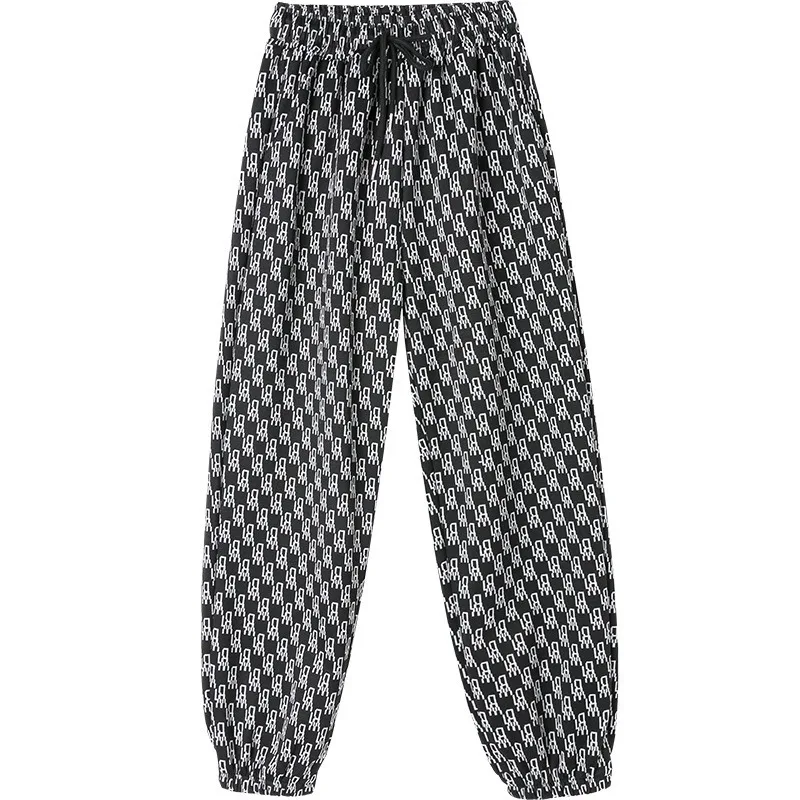 

Korean Women Spring Autumn Drawstring Pocket Harem Pants All-match Loose Elastic Waist Plus Size SweatPants Streetwear