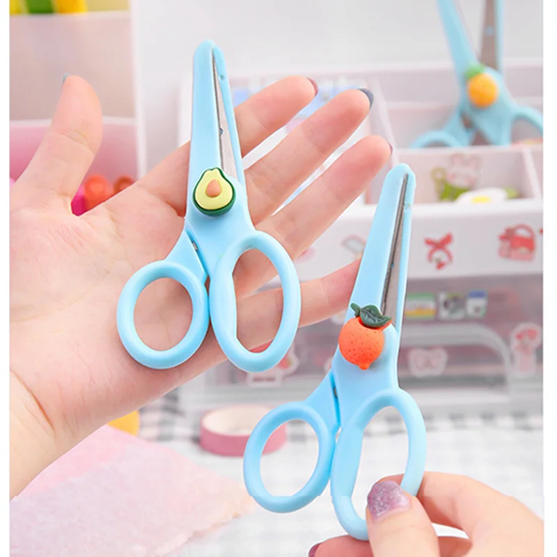 

Ins Safety Scissors Cute Strawberry Art Scissors Students Round Head DIY Paper Cutting Office Portable Small Stationery Scissors