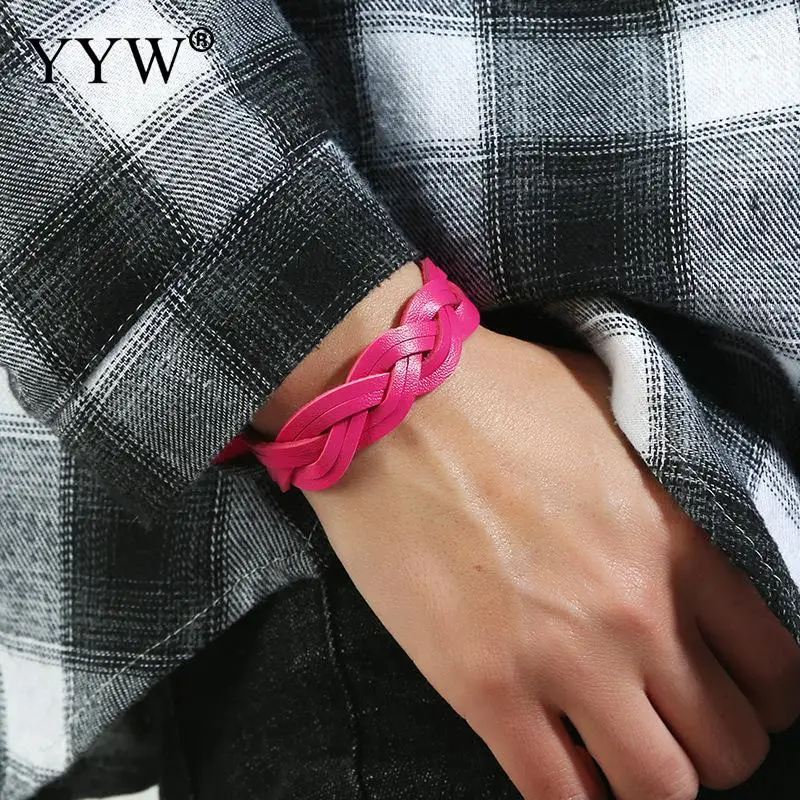 Женский кожаный браслет с кнопками из нержавеющей стали | Украшения и аксессуары