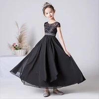 black chiffon lace junior bridesmaid dresses 2021 belt girls flower dress for wedding and party first communion gown
