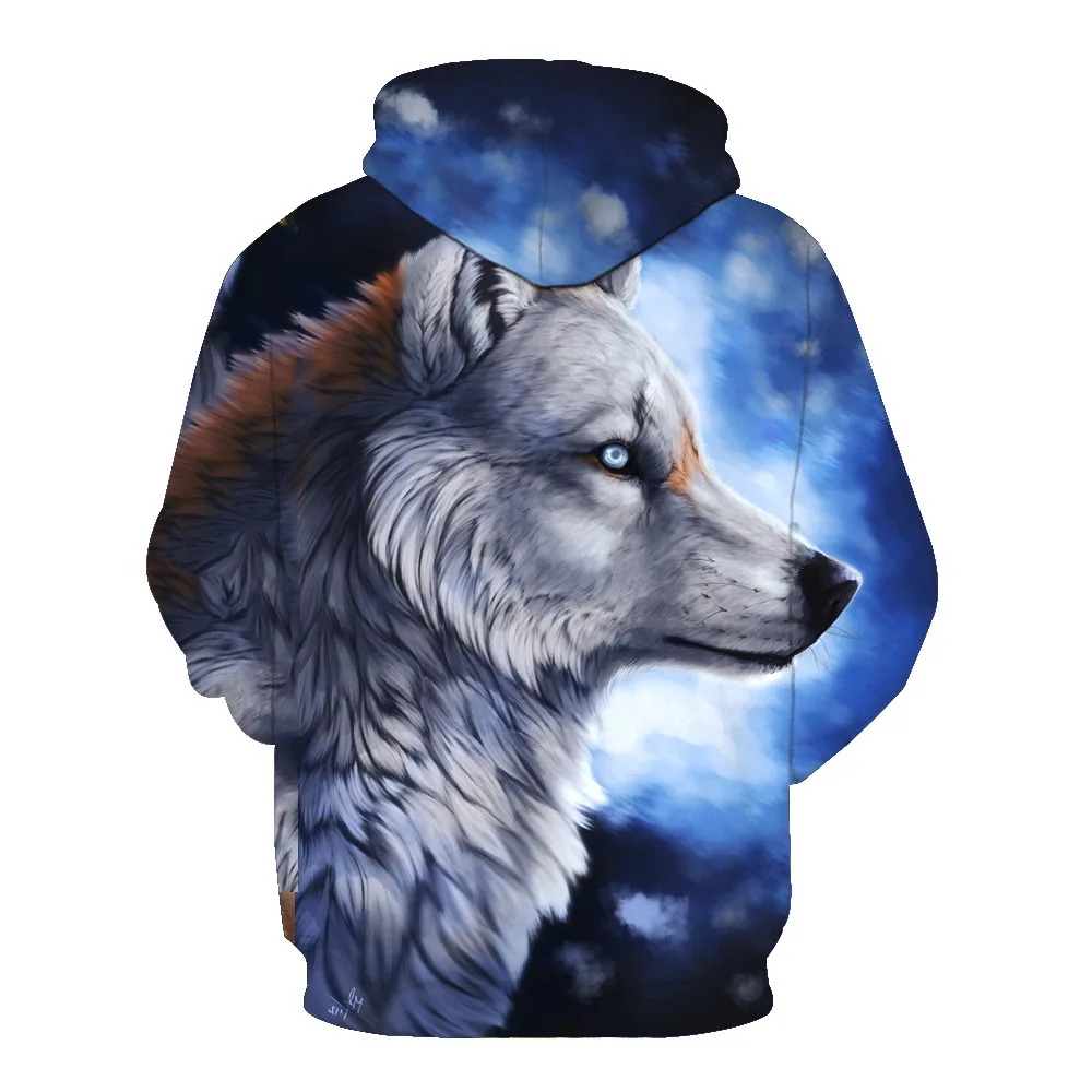 

CNUUIKOOEK Sweatshirts Men's 3D Star Wolf Printed Hooded Pocket Pullover Hoody Hoodies