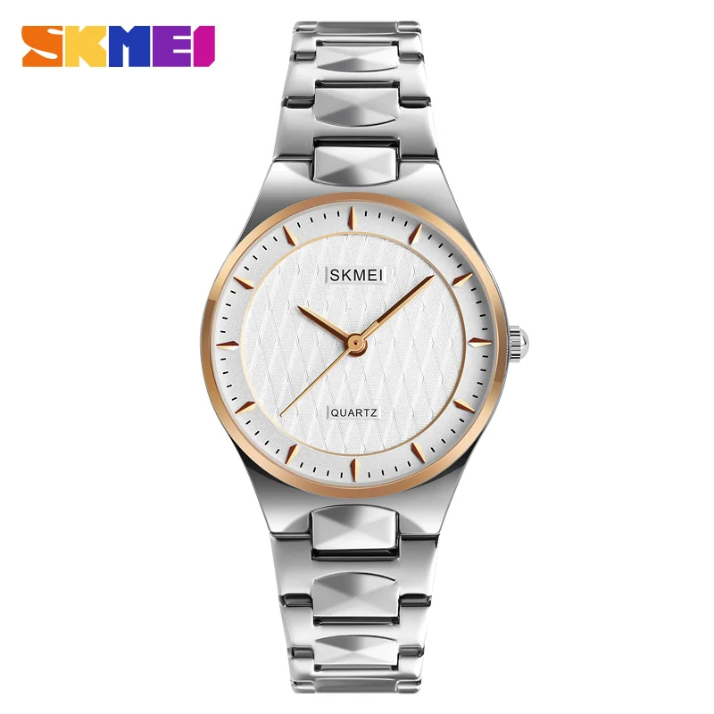 Luxury Brand SKMEI Women's Stainless Steel Quartz Watches Fashion Casual Wristwatches Waterproof Folding Clasp Outdoor Watch | Наручные