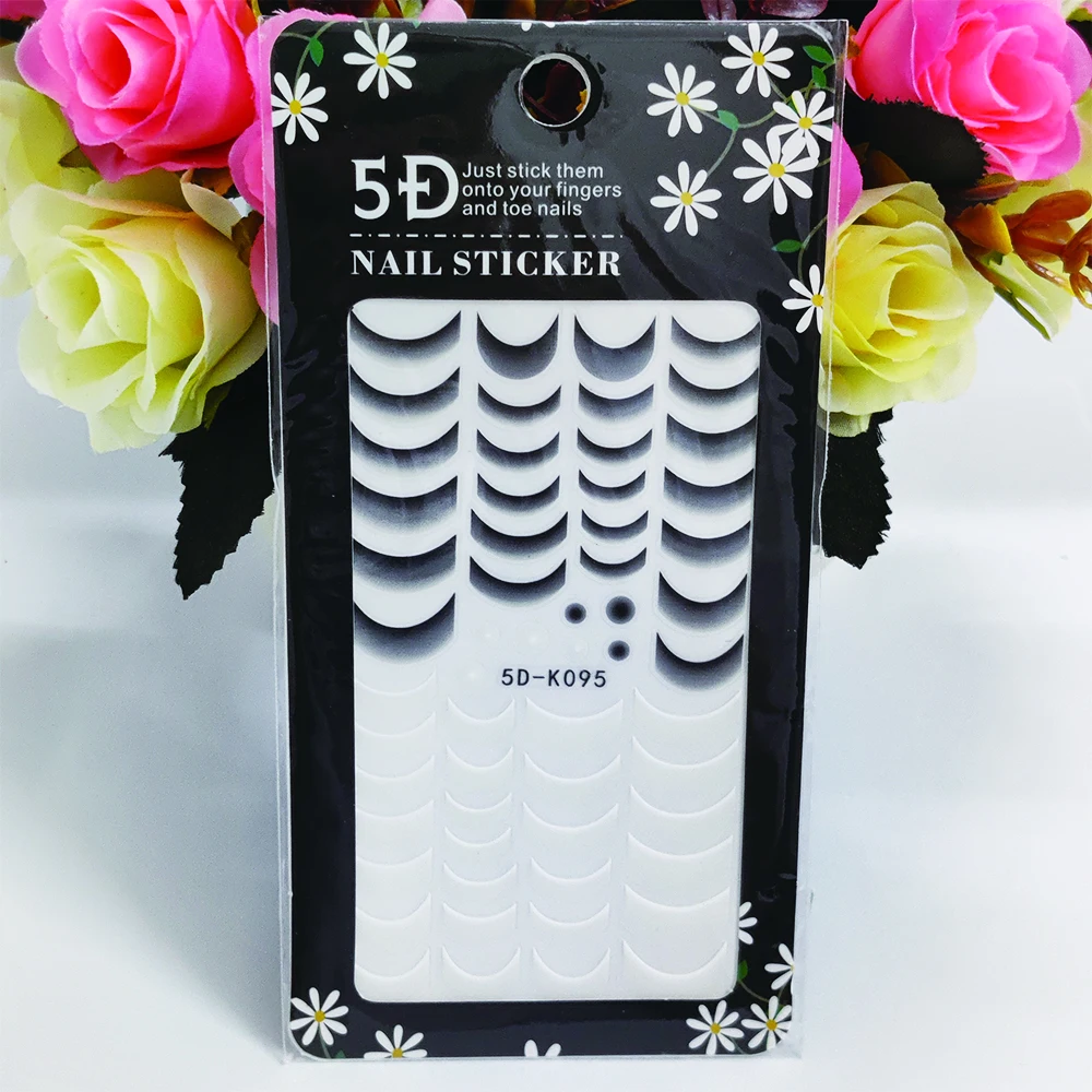 

Наклейки для ногтей, 5D, с анаглифным эффектом, черные, белые, для бровей, ресниц, украшения для ногтей, самоклеящиеся маникюрные наклейки, акс...