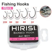 50pcs portable fishhooks 5 sizes carbon steel barb hooks carp fishing hooks for freshwater saltwater with plastic box shipping