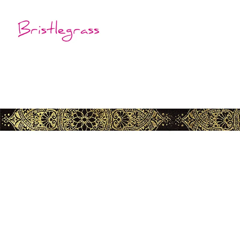BRISTLEGRASS, 5 ярдов, 5/8 дюймов, 15 мм, цветок лотоса, Виноградная лоза, Золотая фольга, с принтом, складывается на резинке, детское платье с повязкой, кружевная отделка, сделай сам, шитье