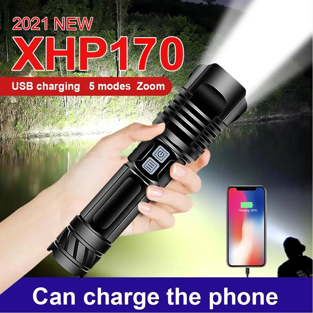 

Мощная светодиодная вспышка XHP170, фонарь XHP90.3, тактическая вспышка 18650 XHP70 XHP50.2, перезаряжаемая высокомощная вспышка, 2021
