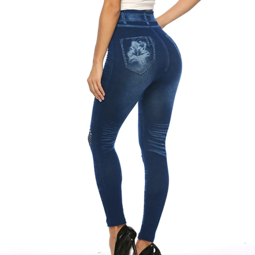 

Quick Dry Sport Leggings Women Pants Women Hight Waisted Plus Size Long Pants Pocket Denim Jeans Stretch Length Jeans workout