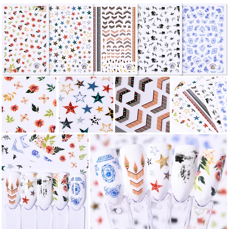 1 лист красочных наклеек для ногтей в индийском стиле многоразмерные полоски