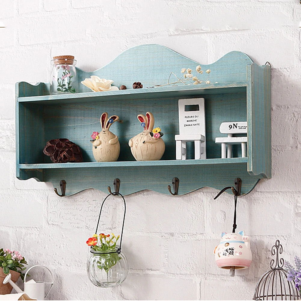 Настенная полка для хранения окрашенная организация дисплей с крючками