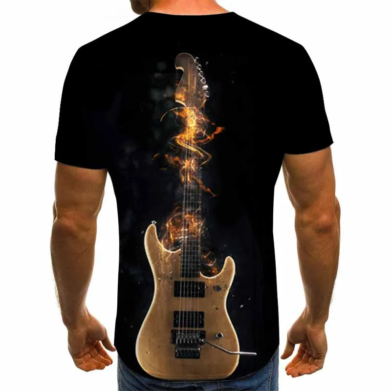 Новая летняя мужская рубашка 3DT с креативным музыкальным принтом коротким