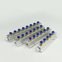 compact type 2 3 4 5 6 7 8 10 12 ways g14 in solid aluminum t shape air manifold block splitter with 8mm coupler end plug