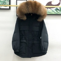 real natural fur 2021 new winter jacket women fashion down coat female white duck down jacket parka loose warm hooded overcoat