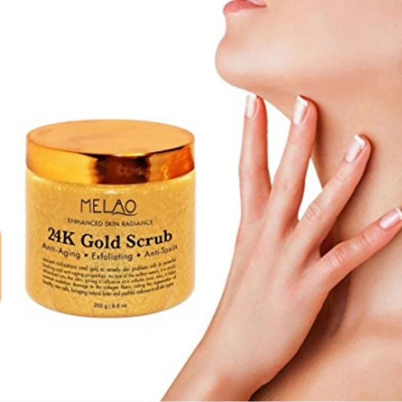 

MELAO 24K Gold Body & Facial Scrub,Anti Aging Face and Body Scrub Formula Helps Bringing Youthful Radiance 250g