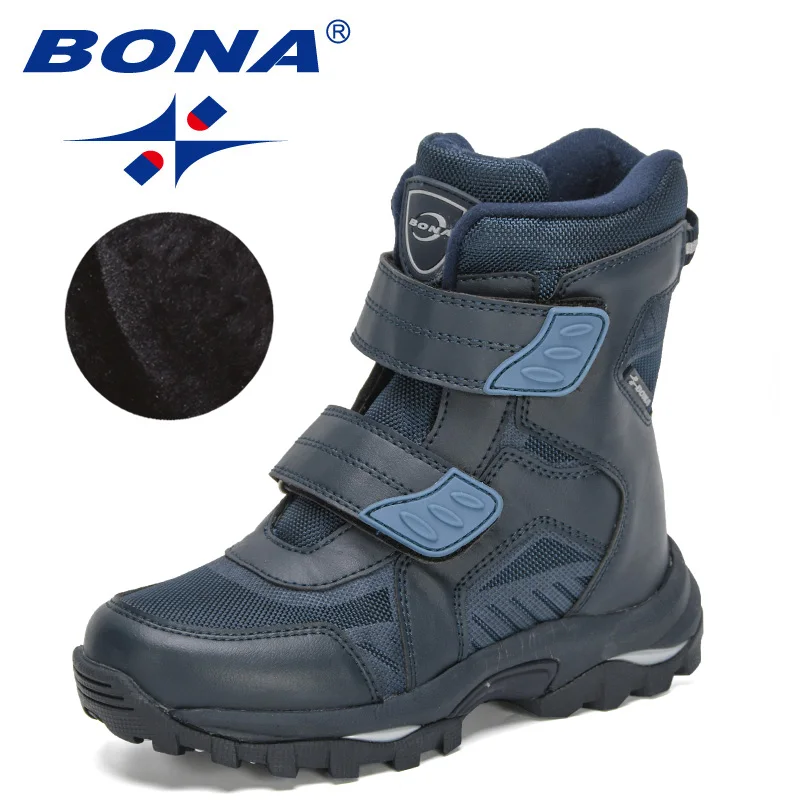 BONA 2022 New Designers Snow Boots For Boys High Top Sneakers For Girls Winter Hiking Sport Shoes Fashion Ankle Boots Children images - 6