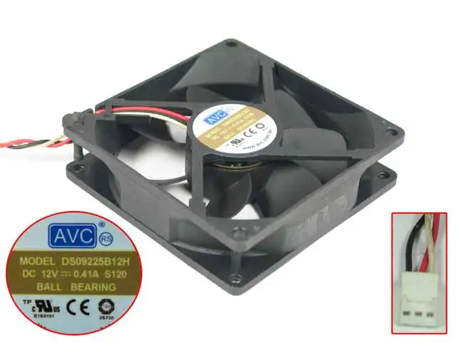 3-проводной Вентилятор охлаждения сервера AVC DS09225B12H S120 DC 12 В 0.41A 90x90x25 мм
