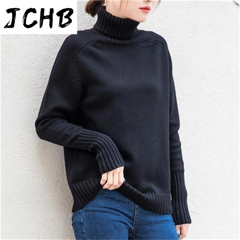 

Turtleneck Women Knitted Sweater 2021 Autumn Winter Korean Loose Long Sleeve Pullover Warm Soft Female Bottoming Jumper Knitwear