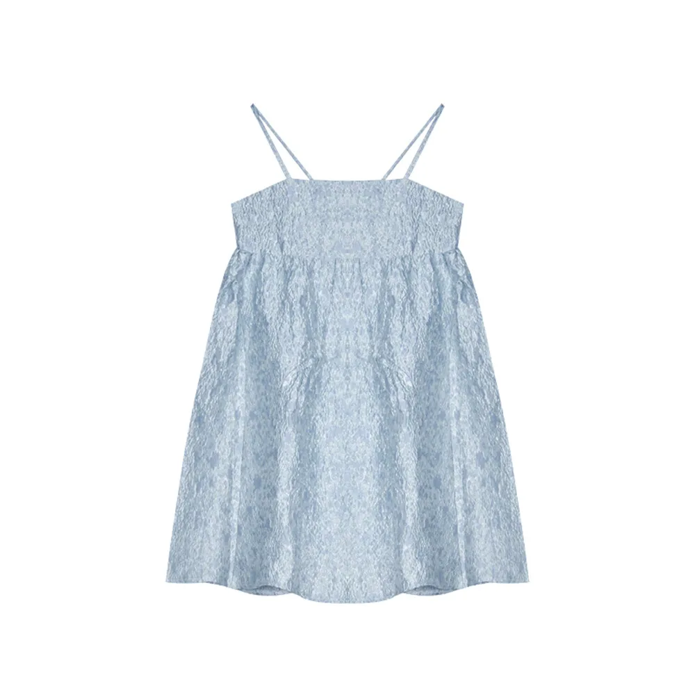 

French Floral Blue Sling Dress Women Summer Sexy Sleeveless Dresses Female Elegant Black Sundress 2021 Fashion Clothes Coisini