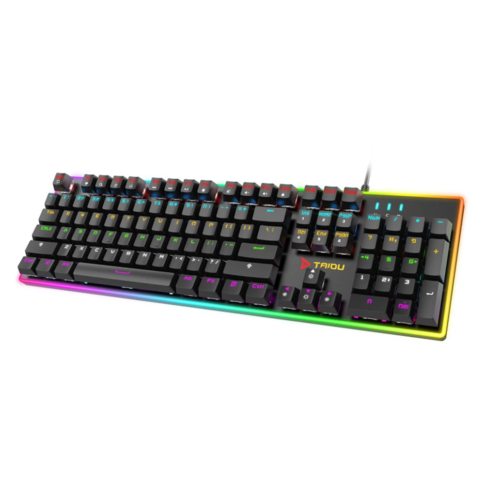 

Проводная игровая клавиатура с RGB-подсветкой, механическая Проводная USB клавиатура с 104 клавишами, RGB светодиодсветодиодный игровая клавиат...