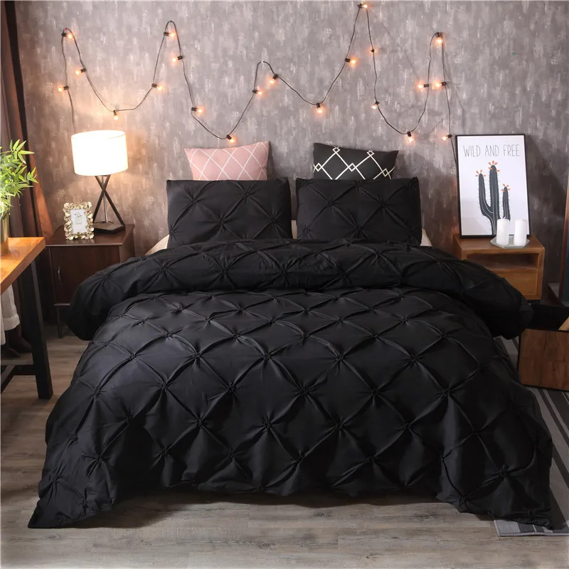 

2/3pcs Luxury Pinch Pleat Brief Bedding Set Linen Set Comforter King Queen Single Size Duvet Cover + Pillowcase