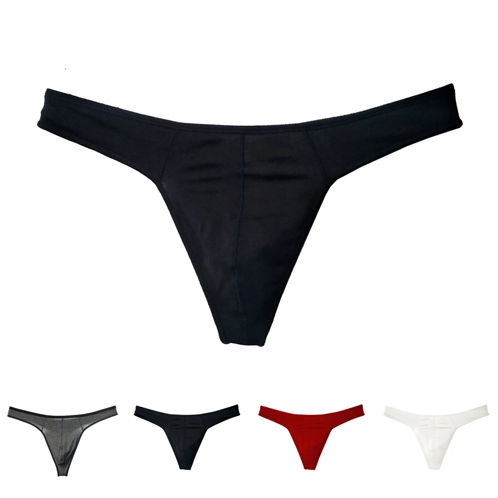 

Men's Underwear Thongs Pouch Briefs Solid Color Cotton Soft Low Rise G-string Briefs Bikini Comfy Breathable T-back Underpants