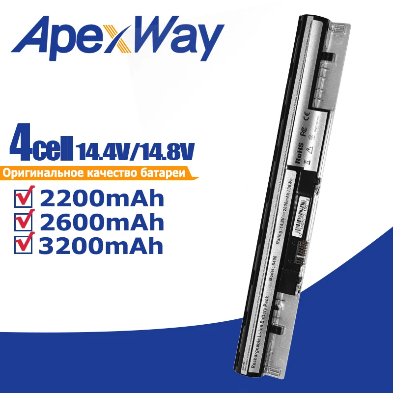 Apexway Silver Laptop Battery L12S4L01 L12S4Z01 For Lenovo I1000-ISE M30 For IdeaPad Flex 14 15D S300 S310 S400 S400U S405 S410