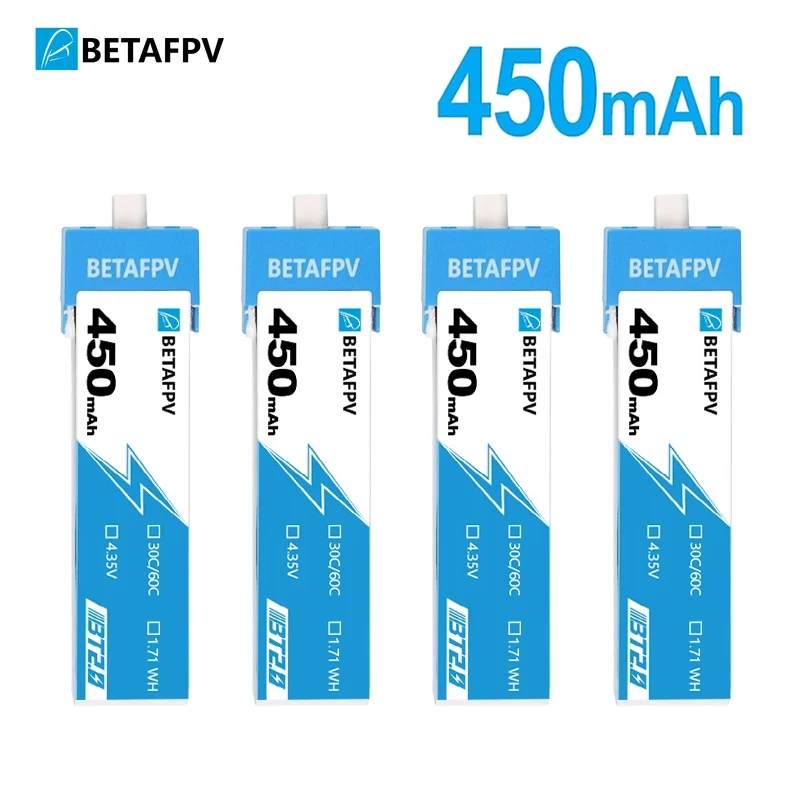BETAFPV-bater&iacute;a BT2.0 de 450mAh para Dron teledirigido, conector para bater&iacute;a de BETAFPV, Ceuts, 4,35 V, 30C, FPV, Lipo, BT2.0, para betafpv, cetus, 4 Uds.-0