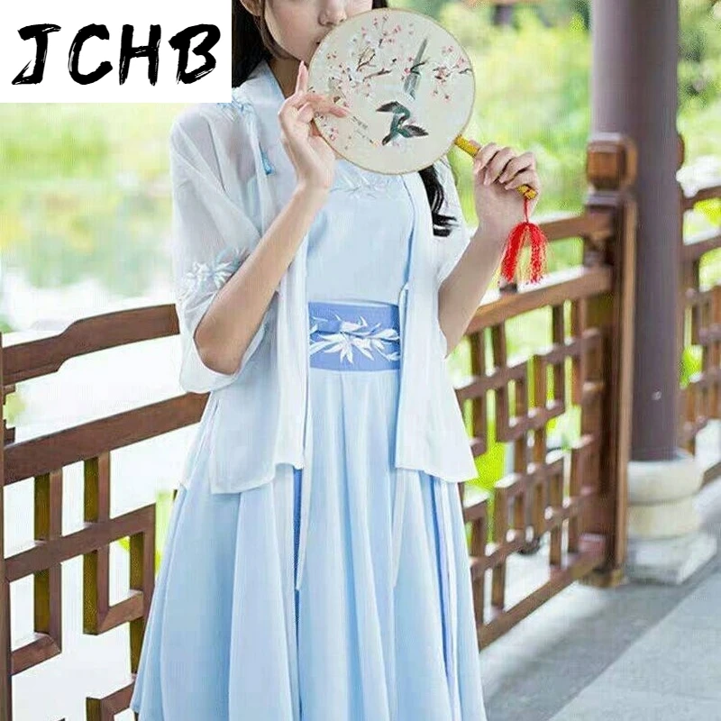 

2021 Hanfu Chinese Style Bodycon Dress Korean Wrap Dress Summer Vintage Clothes for Women New Preppy Style Cotton Dresses