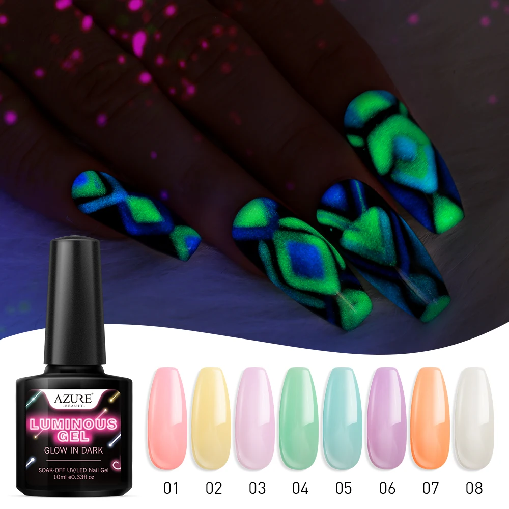 Modelones 8 шт./лот Светящийся лак для ногтей гелевого нейл арта эмаль замачивается