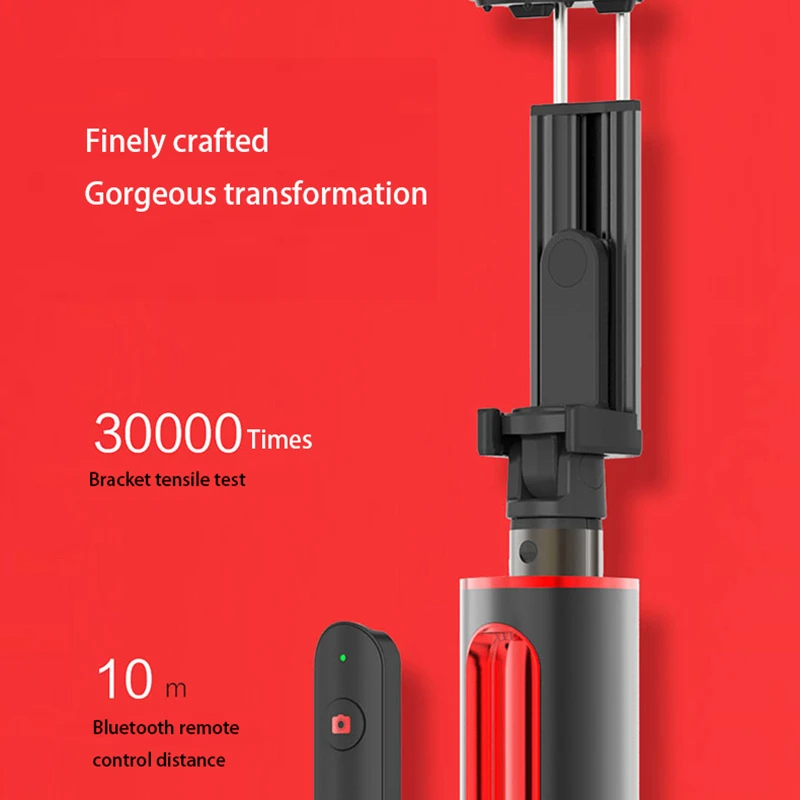Integrated Tripod Selfie Stick with Bluetooth Remote Control and for IOS Android Cellphone (Black Red) | Электроника