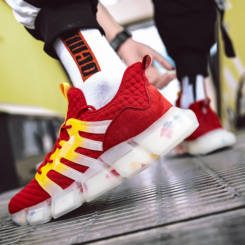 

New Style Running Shoes for Men Breathable Sport Shoes Outdoor Comfortable Soft Sole Elasticity Lace-Up Jogging Sneakers White