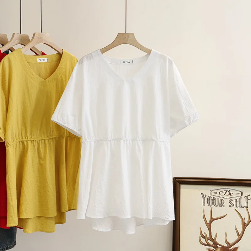 Женская летняя футболка женские футболки Женские однотонные Топы с коротким