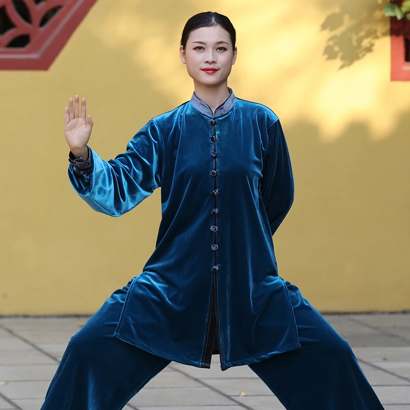 Velour Wushu Clothing Martial Arts Suit Taichi Performance Kung Fu Outfit Autumn Winter Velvet Tai Chi Uniform TA1889 | Тематическая