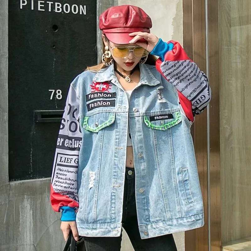 

2021 Real Shot Hong Kong Style Loose Worn Washed Medium Length Denim Jacket Free Shipping Cool