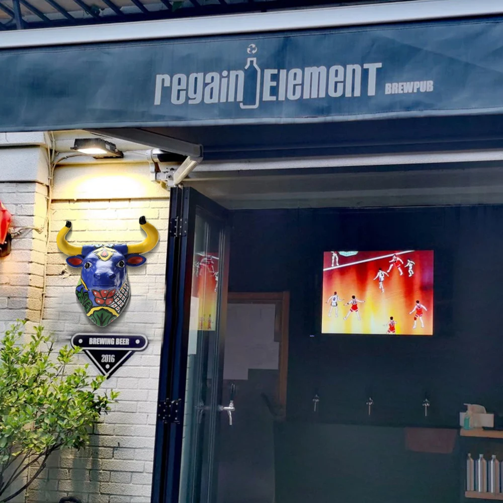 Настенный декор в виде Головы Быка для спальни сада подвесное украшение яркий