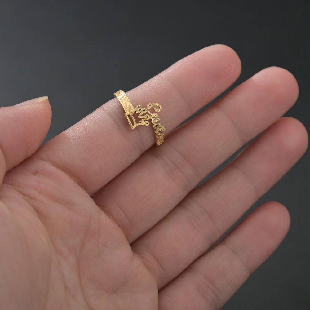 

Atoztide Customized Stainless Steel Forsted Baby Name Ring Personalized Letter Ring Pendant Nameplate Jewelry Gift For Lovers