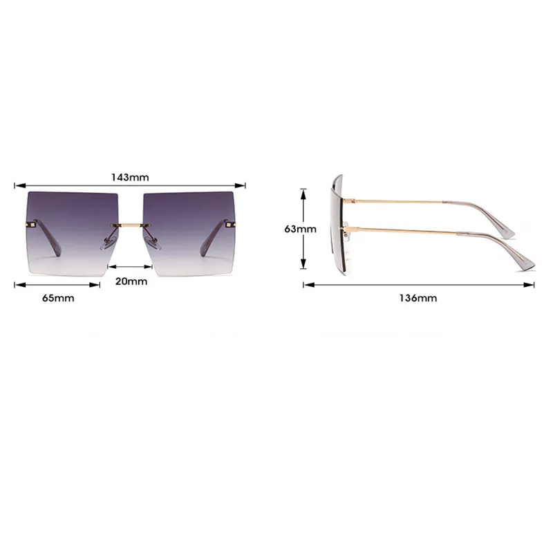 

big Square Frameless Metal Sunglasses Women Pentagon Polygon Driving Sunglasses Man Fashion Vintage Elegant Lady luxury quality