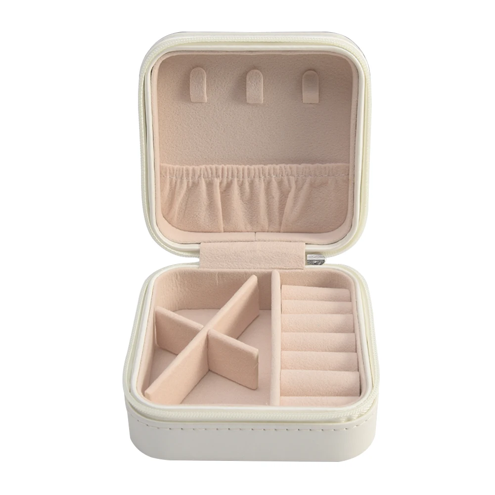 

Case Jewelry Box Necklaces Bracelet Portable Earring Zipper Ring Storage Women Display Travel Organizer PU