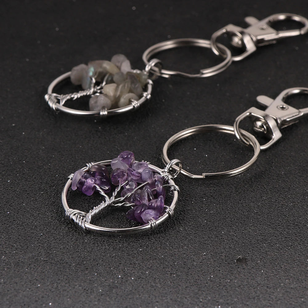 Природный чип гравий 7 Чакр проволока оберточная Подвеска &quotДрево жизни&quot