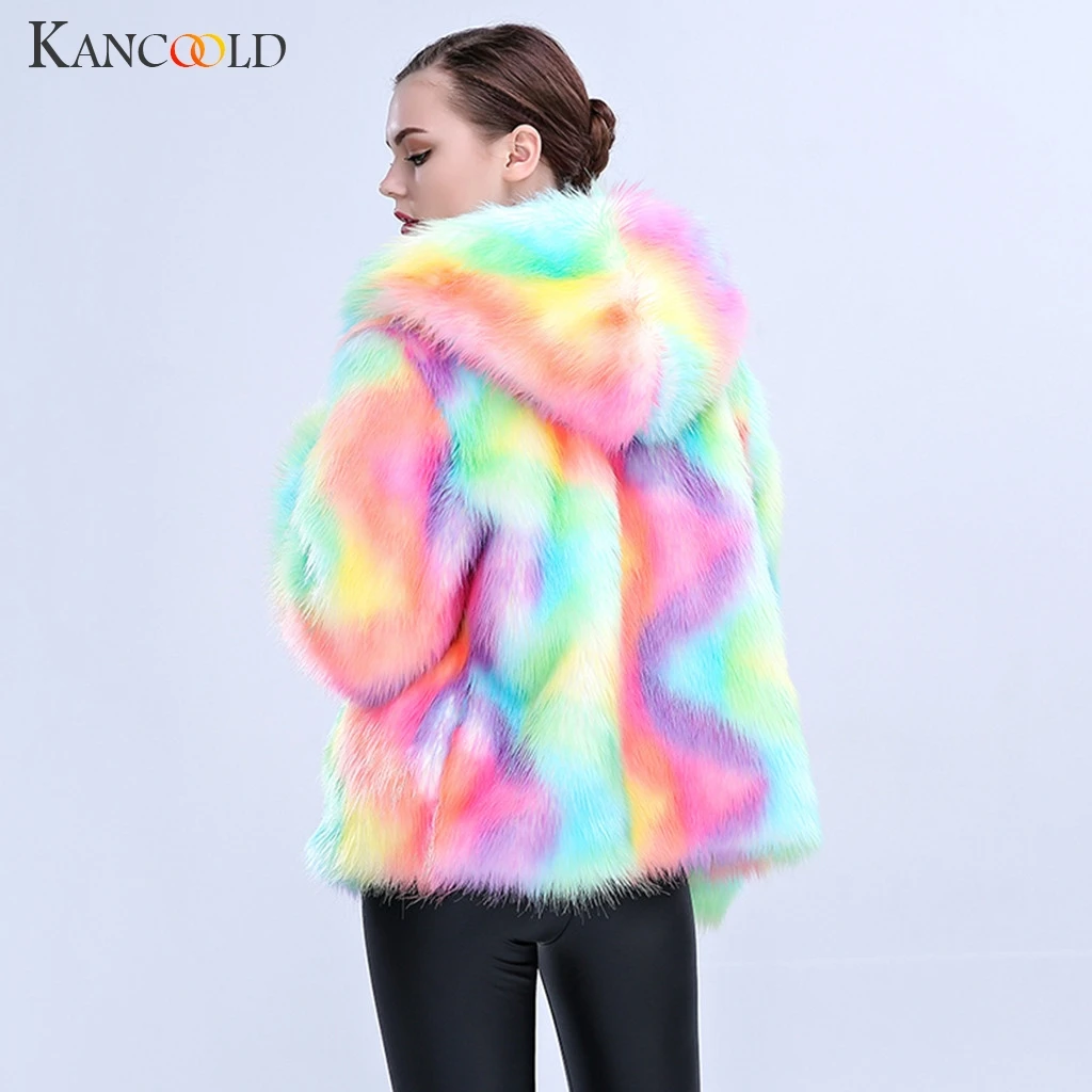 Женское меховое пальто KANCOOLD теплое плотное короткое без воротника с лисьим мехом