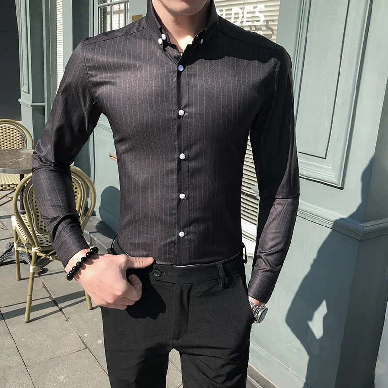 Весенне-осенняя мужская рубашка в Корейском стиле с цветочным принтом