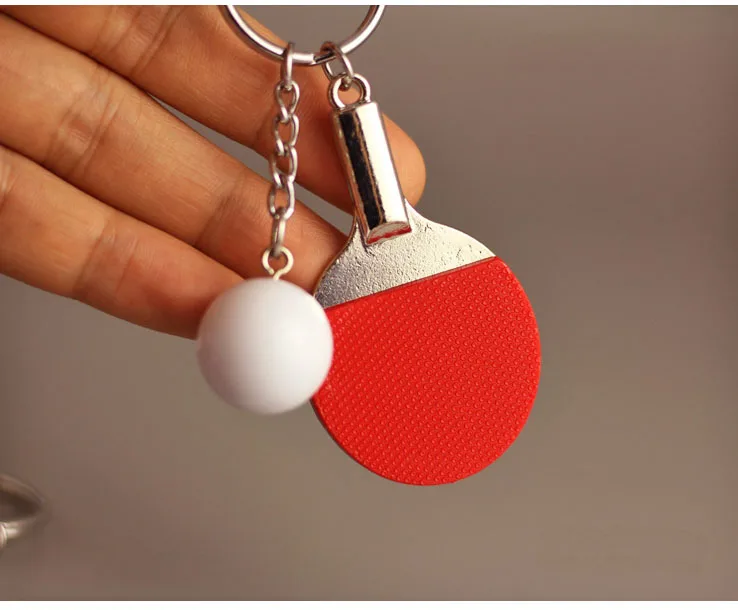 100pcs/Lot Colorized Table Tennis Keychain Ping pong Keyring Bing bing ball key chains 2in1 Sports ring Sport Souvenir Gift - купить по