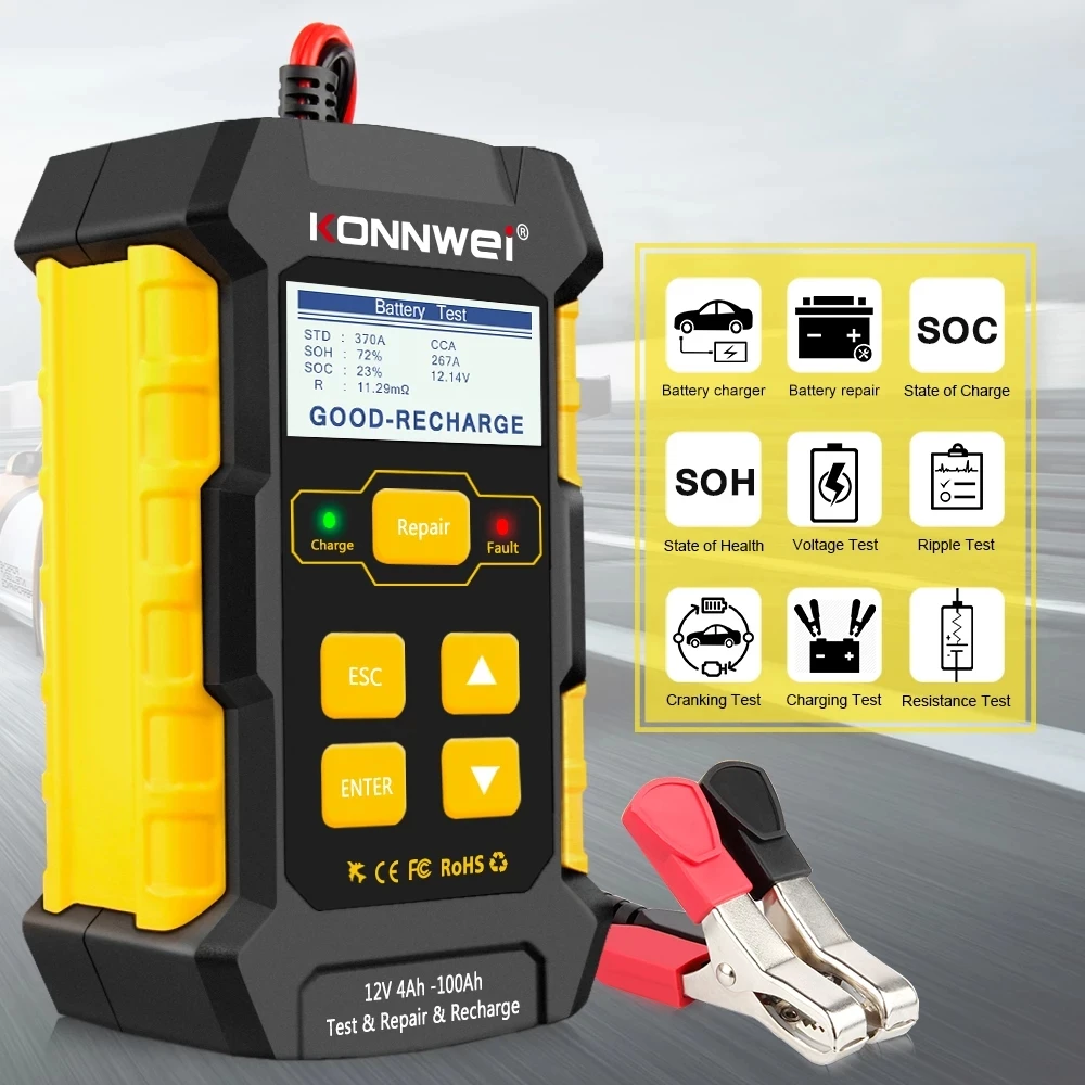 12V автомобиль Батарея тестер KONNWEI KW510 импульсный Инструменты для ремонта