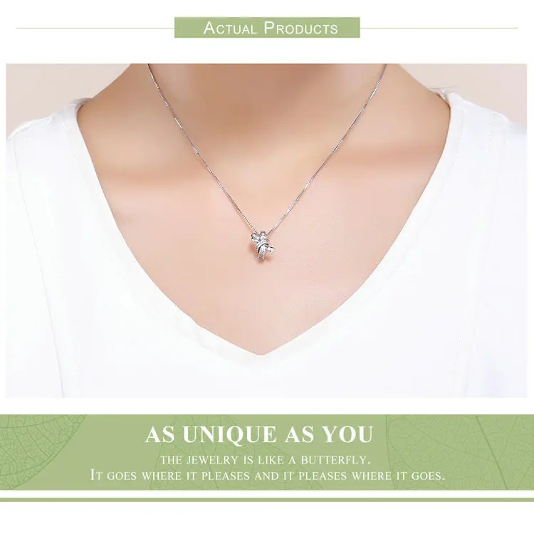 

Sweet Bowknot Dazzling Crystal CZ Charm Pendant Beads Trendy 925 Sterling Silver Fit original pan Bracelet women DIY Jewelry