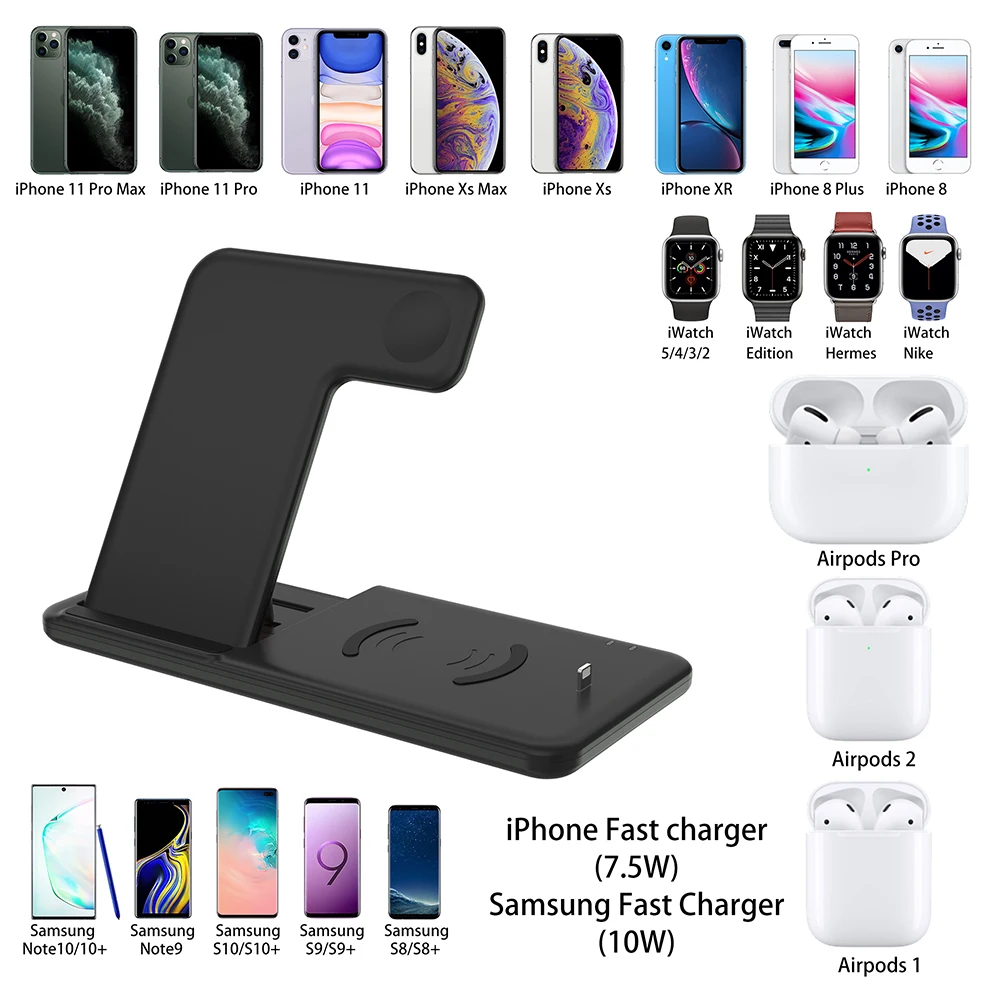 15 Вт Быстрое беспроводное зарядное устройство док-станция для iPhone 11 Pro XS Max XR 8 Apple